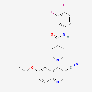molecular formula C24H22F2N4O2 B2581696 3,4-dichloro-N-[(1-propyl-1H-benzimidazol-5-yl)methyl]benzamide CAS No. 1226457-13-1