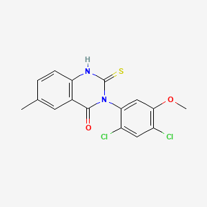 molecular formula C16H12Cl2N2O2S B2581700 3-(2,4-dichloro-5-methoxyphenyl)-6-methyl-2-sulfanyl-4(3H)-quinazolinone CAS No. 339014-86-7