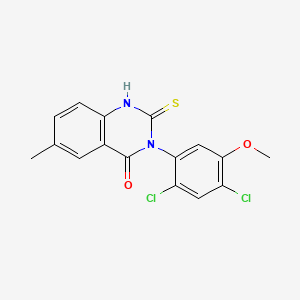 molecular formula C16H12Cl2N2O2S B2581700 3-(2,4-dichloro-5-méthoxyphényl)-6-méthyl-2-sulfanyl-4(3H)-quinazolinone CAS No. 339014-86-7