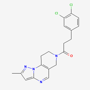 molecular formula C19H18Cl2N4O B2581704 3-(3,4-二氯苯基)-1-(2-甲基-8,9-二氢吡唑并[1,5-a]吡啶并[3,4-e]嘧啶-7(6H)-基)丙-1-酮 CAS No. 1797905-59-9