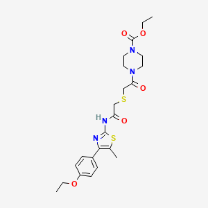 molecular formula C23H30N4O5S2 B2581707 ETHYL 4-{2-[({[4-(4-ETHOXYPHENYL)-5-METHYL-1,3-THIAZOL-2-YL]CARBAMOYL}METHYL)SULFANYL]ACETYL}PIPERAZINE-1-CARBOXYLATE CAS No. 681225-49-0