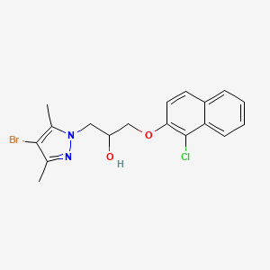 molecular formula C18H18BrClN2O2 B2581712 1-(4-bromo-3,5-dimethyl-1H-pyrazol-1-yl)-3-[(1-chloronaphthalen-2-yl)oxy]propan-2-ol CAS No. 890603-01-7