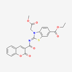 molecular formula C23H18N2O7S B2581723 Ethyl 3-(2-methoxy-2-oxoethyl)-2-(2-oxochromene-3-carbonyl)imino-1,3-benzothiazole-6-carboxylate CAS No. 865197-46-2