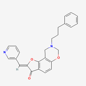 molecular formula C25H22N2O3 B2581727 (Z)-8-(3-phenylpropyl)-2-(pyridin-3-ylmethylene)-8,9-dihydro-2H-benzofuro[7,6-e][1,3]oxazin-3(7H)-one CAS No. 951929-97-8