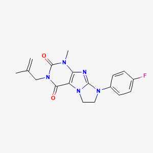 molecular formula C18H18FN5O2 B2581728 8-(4-fluorophenyl)-1-methyl-3-(2-methylallyl)-7,8-dihydro-1H-imidazo[2,1-f]purine-2,4(3H,6H)-dione CAS No. 872839-76-4