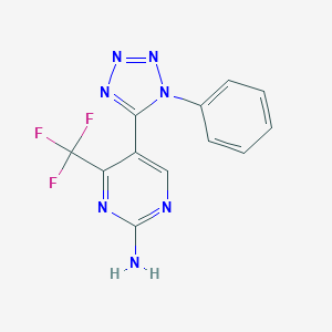 molecular formula C12H8F3N7 B258173 5-(1-phenyl-1H-tetraazol-5-yl)-4-(trifluoromethyl)-2-pyrimidinylamine 