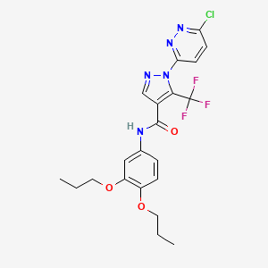molecular formula C21H21ClF3N5O3 B2581734 1-(6-chloropyridazin-3-yl)-N-(3,4-dipropoxyphenyl)-5-(trifluoromethyl)pyrazole-4-carboxamide CAS No. 1171031-60-9