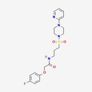 molecular formula C20H25FN4O4S B2581750 2-(4-fluorophenoxy)-N-(3-((4-(pyridin-2-yl)piperazin-1-yl)sulfonyl)propyl)acetamide CAS No. 1021220-75-6