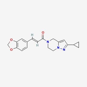molecular formula C19H19N3O3 B2581753 (E)-3-(benzo[d][1,3]dioxol-5-yl)-1-(2-cyclopropyl-6,7-dihydropyrazolo[1,5-a]pyrazin-5(4H)-yl)prop-2-en-1-one CAS No. 2035007-01-1