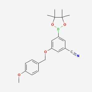 molecular formula C21H24BNO4 B2581770 3-(4-Methoxy-benzyloxy)-5-(4,4,5,5-tetramethyl-[1,3,2]dioxaborolan-2-yl)-benzonitrile CAS No. 2377609-88-4