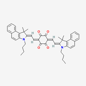 molecular formula C46H46N2O4 B2581775 3-{2-[(2E)-3-butyl-1,1-dimethyl-1H,2H,3H-benzo[e]indol-2-ylidene]ethylidene}-6-{2-[(2Z)-3-butyl-1,1-dimethyl-1H,2H,3H-benzo[e]indol-2-ylidene]ethylidene}cyclohexane-1,2,4,5-tetrone CAS No. 1037295-55-8