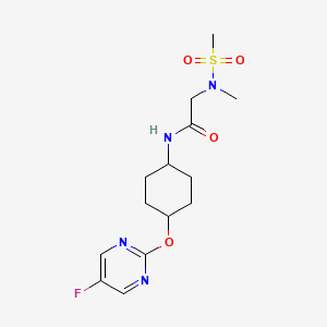 molecular formula C14H21FN4O4S B2581778 N-((1r,4r)-4-((5-氟嘧啶-2-基)氧基)环己基)-2-(N-甲基甲基磺酰胺)乙酰胺 CAS No. 2034279-83-7