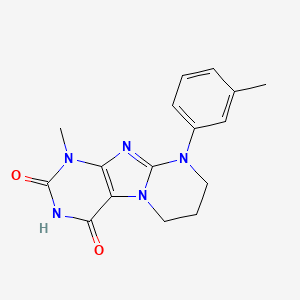 molecular formula C16H17N5O2 B2581783 1-甲基-9-(3-甲基苯基)-7,8-二氢-6H-嘌呤[7,8-a]嘧啶-2,4-二酮 CAS No. 714941-40-9