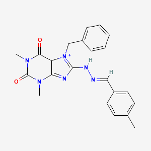 molecular formula C22H22N6O2 B2581799 7-benzyl-1,3-dimethyl-8-[(E)-2-[(4-methylphenyl)methylidene]hydrazin-1-yl]-2,3,6,7-tetrahydro-1H-purine-2,6-dione CAS No. 377048-62-9