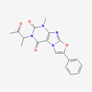 molecular formula C18H16N4O4 B2581801 1-甲基-3-(3-氧代丁-2-基)-7-苯基恶唑并[2,3-f]嘌呤-2,4(1H,3H)-二酮 CAS No. 941872-87-3