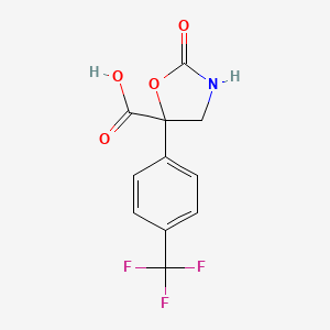 molecular formula C11H8F3NO4 B2581805 2-Oxo-5-[4-(trifluoromethyl)phenyl]-1,3-oxazolidine-5-carboxylic acid CAS No. 2248335-46-6