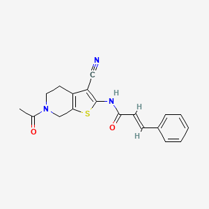 (E)-N-(6-acetyl-3-cyano-5,7-dihydro-4H-thieno[2,3-c]pyridin-2-yl)-3-phenylprop-2-enamide