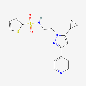 molecular formula C17H18N4O2S2 B2581816 N-(2-(5-cyclopropyl-3-(pyridin-4-yl)-1H-pyrazol-1-yl)ethyl)thiophene-2-sulfonamide CAS No. 1797616-44-4