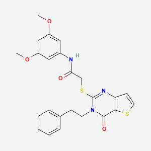 molecular formula C24H23N3O4S2 B2581820 N-(3,5-dimethoxyphenyl)-2-((4-oxo-3-phenethyl-3,4-dihydrothieno[3,2-d]pyrimidin-2-yl)thio)acetamide CAS No. 1795190-24-7