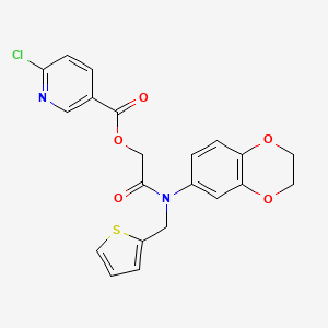 [2-[2,3-Dihydro-1,4-benzodioxin-6-yl(thiophen-2-ylmethyl)amino]-2-oxoethyl] 6-chloropyridine-3-carboxylate
