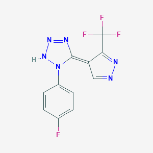 molecular formula C11H6F4N6 B258183 (5Z)-1-(4-fluorophenyl)-5-[3-(trifluoromethyl)pyrazol-4-ylidene]-2H-tetrazole 