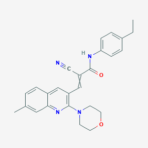 molecular formula C26H26N4O2 B2581836 2-cyano-N-(4-ethylphenyl)-3-[7-methyl-2-(morpholin-4-yl)quinolin-3-yl]prop-2-enamide CAS No. 734544-98-0