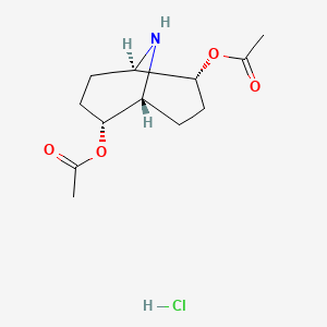 molecular formula C12H20ClNO4 B2581837 [(1R,2R,5R,6R)-6-Acetyloxy-9-azabicyclo[3.3.1]nonan-2-yl] acetate;hydrochloride CAS No. 2343964-40-7