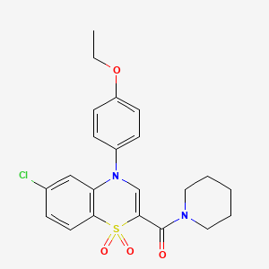 molecular formula C22H23ClN2O4S B2581839 [6-chloro-4-(4-ethoxyphenyl)-1,1-dioxido-4H-1,4-benzothiazin-2-yl](piperidin-1-yl)methanone CAS No. 1251542-82-1