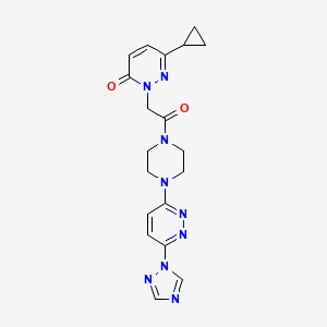molecular formula C19H21N9O2 B2581842 2-(2-(4-(6-(1H-1,2,4-triazol-1-yl)pyridazin-3-yl)piperazin-1-yl)-2-oxoethyl)-6-cyclopropylpyridazin-3(2H)-one CAS No. 2034313-58-9
