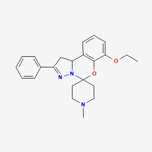 molecular formula C23H27N3O2 B2581846 7'-Ethoxy-1-methyl-2'-phenyl-1',10b'-dihydrospiro[piperidine-4,5'-pyrazolo[1,5-c][1,3]benzoxazine] CAS No. 899727-82-3