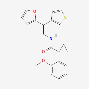 molecular formula C21H21NO3S B2581847 N-(2-(furan-2-yl)-2-(thiophen-3-yl)ethyl)-1-(2-methoxyphenyl)cyclopropane-1-carboxamide CAS No. 2097935-76-5