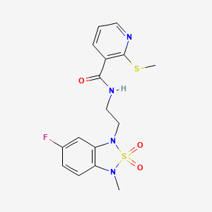 molecular formula C16H17FN4O3S2 B2581849 N-(2-(6-fluoro-3-methyl-2,2-dioxidobenzo[c][1,2,5]thiadiazol-1(3H)-yl)ethyl)-2-(methylthio)nicotinamide CAS No. 2034240-40-7