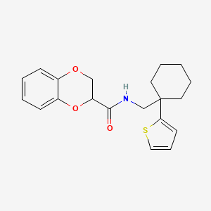 molecular formula C20H23NO3S B2581851 N-((1-(thiophen-2-yl)cyclohexyl)methyl)-2,3-dihydrobenzo[b][1,4]dioxine-2-carboxamide CAS No. 1327534-22-4