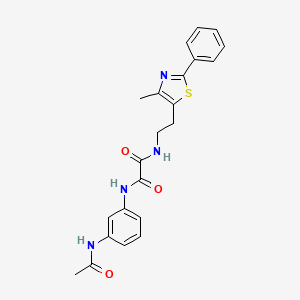 molecular formula C22H22N4O3S B2581853 N1-(3-acetamidophenyl)-N2-(2-(4-methyl-2-phenylthiazol-5-yl)ethyl)oxalamide CAS No. 896374-86-0