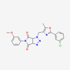 molecular formula C22H18ClN5O4 B2581855 1-((2-(3-chlorophenyl)-5-methyloxazol-4-yl)methyl)-5-(3-methoxyphenyl)-1,6a-dihydropyrrolo[3,4-d][1,2,3]triazole-4,6(3aH,5H)-dione CAS No. 1052555-75-5