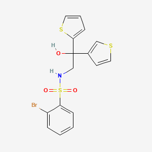 molecular formula C16H14BrNO3S3 B2581856 2-bromo-N-(2-hydroxy-2-(thiophen-2-yl)-2-(thiophen-3-yl)ethyl)benzenesulfonamide CAS No. 2034591-05-2