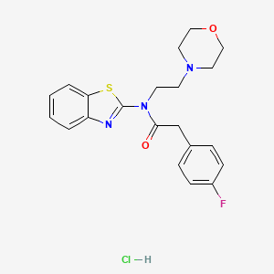 molecular formula C21H23ClFN3O2S B2581876 N-(benzo[d]thiazol-2-yl)-2-(4-fluorophenyl)-N-(2-morpholinoethyl)acetamide hydrochloride CAS No. 1216469-09-8
