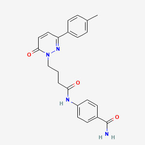 molecular formula C22H22N4O3 B2581877 4-(4-(6-oxo-3-(p-tolyl)pyridazin-1(6H)-yl)butanamido)benzamide CAS No. 946216-94-0