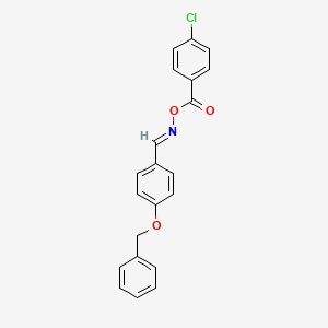 molecular formula C21H16ClNO3 B2581881 (E)-{[4-(benzyloxy)phenyl]methylidene}amino 4-chlorobenzoate CAS No. 478046-74-1