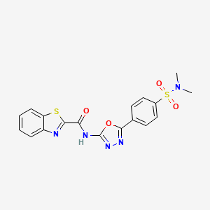 molecular formula C18H15N5O4S2 B2581882 N-(5-(4-(N,N-dimethylsulfamoyl)phenyl)-1,3,4-oxadiazol-2-yl)benzo[d]thiazole-2-carboxamide CAS No. 1172016-87-3