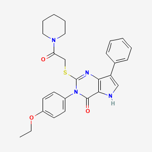 molecular formula C27H28N4O3S B2581883 3-(4-ethoxyphenyl)-2-((2-oxo-2-(piperidin-1-yl)ethyl)thio)-7-phenyl-3H-pyrrolo[3,2-d]pyrimidin-4(5H)-one CAS No. 2034584-52-4