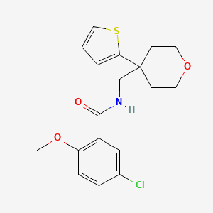 molecular formula C18H20ClNO3S B2581889 5-chloro-2-methoxy-N-((4-(thiophen-2-yl)tetrahydro-2H-pyran-4-yl)methyl)benzamide CAS No. 1203297-06-6