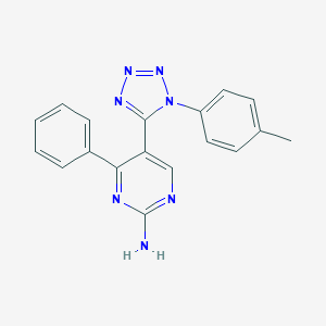molecular formula C18H15N7 B258189 5-[1-(4-methylphenyl)-1H-tetraazol-5-yl]-4-phenyl-2-pyrimidinylamine 