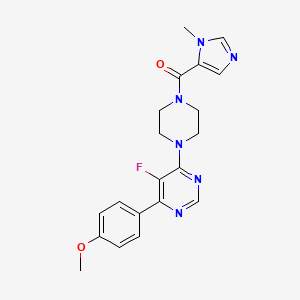 molecular formula C20H21FN6O2 B2581891 [4-[5-Fluoro-6-(4-methoxyphenyl)pyrimidin-4-yl]piperazin-1-yl]-(3-methylimidazol-4-yl)methanone CAS No. 2380085-63-0