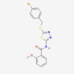molecular formula C17H14BrN3O2S2 B2581901 N-(5-((4-bromobenzyl)thio)-1,3,4-thiadiazol-2-yl)-2-methoxybenzamide CAS No. 392302-82-8