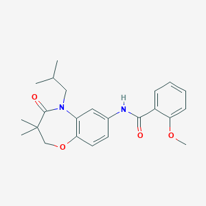 molecular formula C23H28N2O4 B2581908 N-(5-isobutyl-3,3-dimethyl-4-oxo-2,3,4,5-tetrahydrobenzo[b][1,4]oxazepin-7-yl)-2-methoxybenzamide CAS No. 921565-92-6
