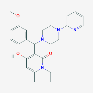 molecular formula C25H30N4O3 B2581915 1-ethyl-4-hydroxy-3-((3-methoxyphenyl)(4-(pyridin-2-yl)piperazin-1-yl)methyl)-6-methylpyridin-2(1H)-one CAS No. 897617-70-8
