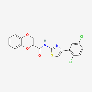 molecular formula C18H12Cl2N2O3S B2581918 N-(4-(2,5-二氯苯基)噻唑-2-基)-2,3-二氢苯并[b][1,4]二恶英-2-甲酰胺 CAS No. 681168-09-2
