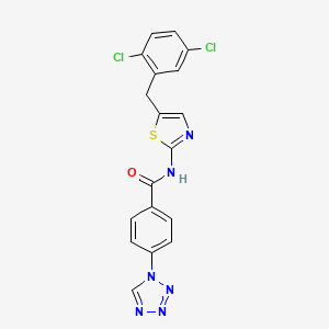 molecular formula C18H12Cl2N6OS B2581919 N-[5-(2,5-dichlorobenzyl)-1,3-thiazol-2-yl]-4-(1H-tetrazol-1-yl)benzamide CAS No. 887349-06-6