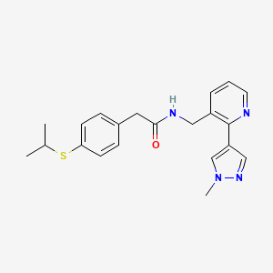 molecular formula C21H24N4OS B2581921 2-(4-(isopropylthio)phenyl)-N-((2-(1-methyl-1H-pyrazol-4-yl)pyridin-3-yl)methyl)acetamide CAS No. 2034268-60-3